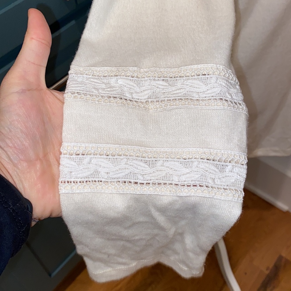 NWT BOBEAU Lace Marled Open Cardigan In Whisper White - Picture 6 of 8
